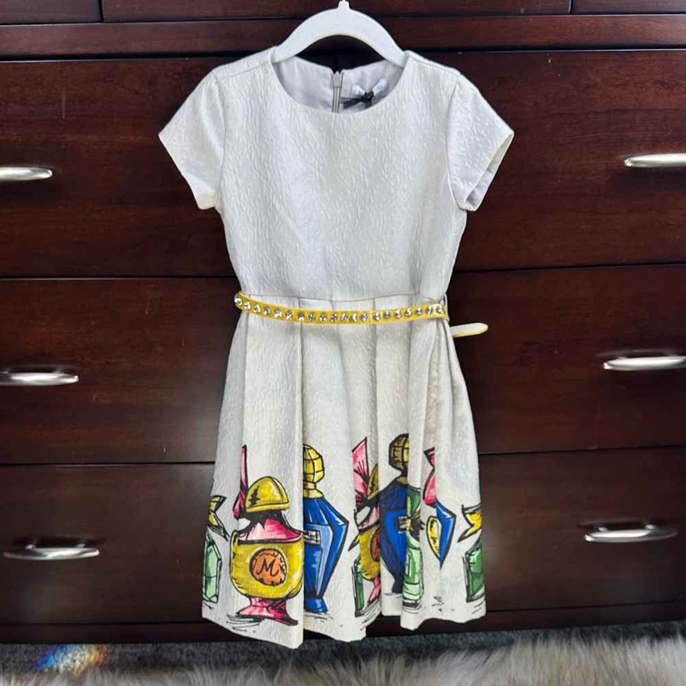 MonnaLisa White Dress with Colorful Perfume Print